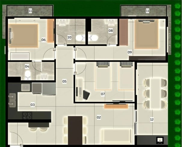 Planta 65m²